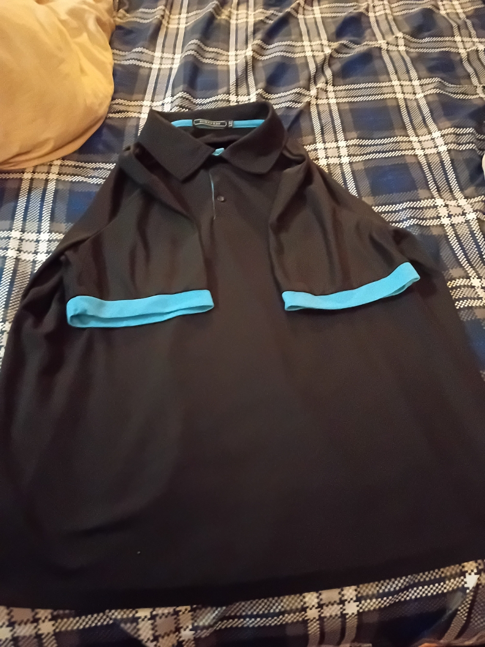 Men's Black Polo with Blue Contrast Trim